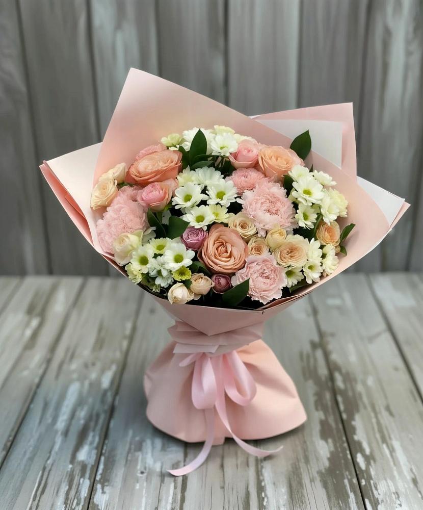 Букет цветов из: Гвоздики, Розы и Хризантемы в Лениногорске