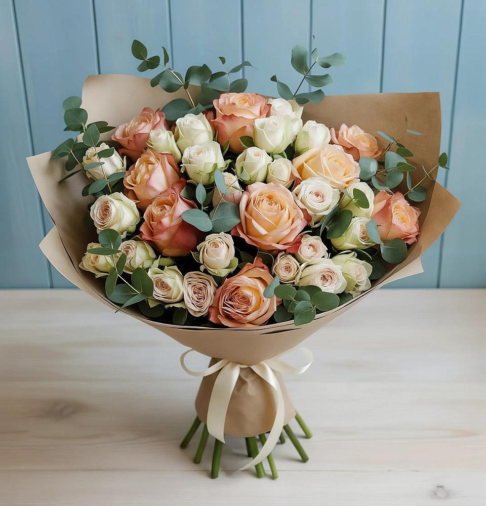 Букет цветов из: Альстромерии и Розы в Лениногорске