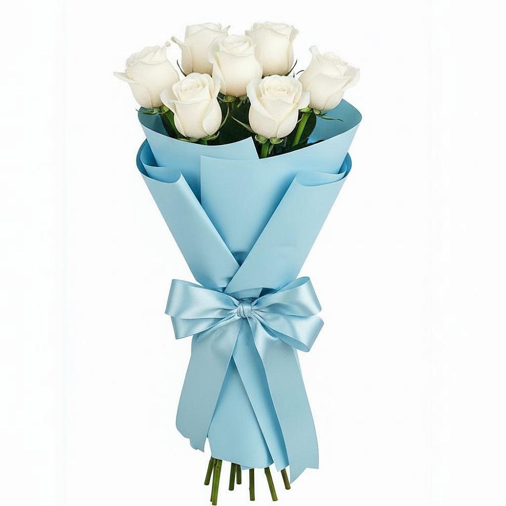 Букет 7 белых роз Проуд в Лениногорске