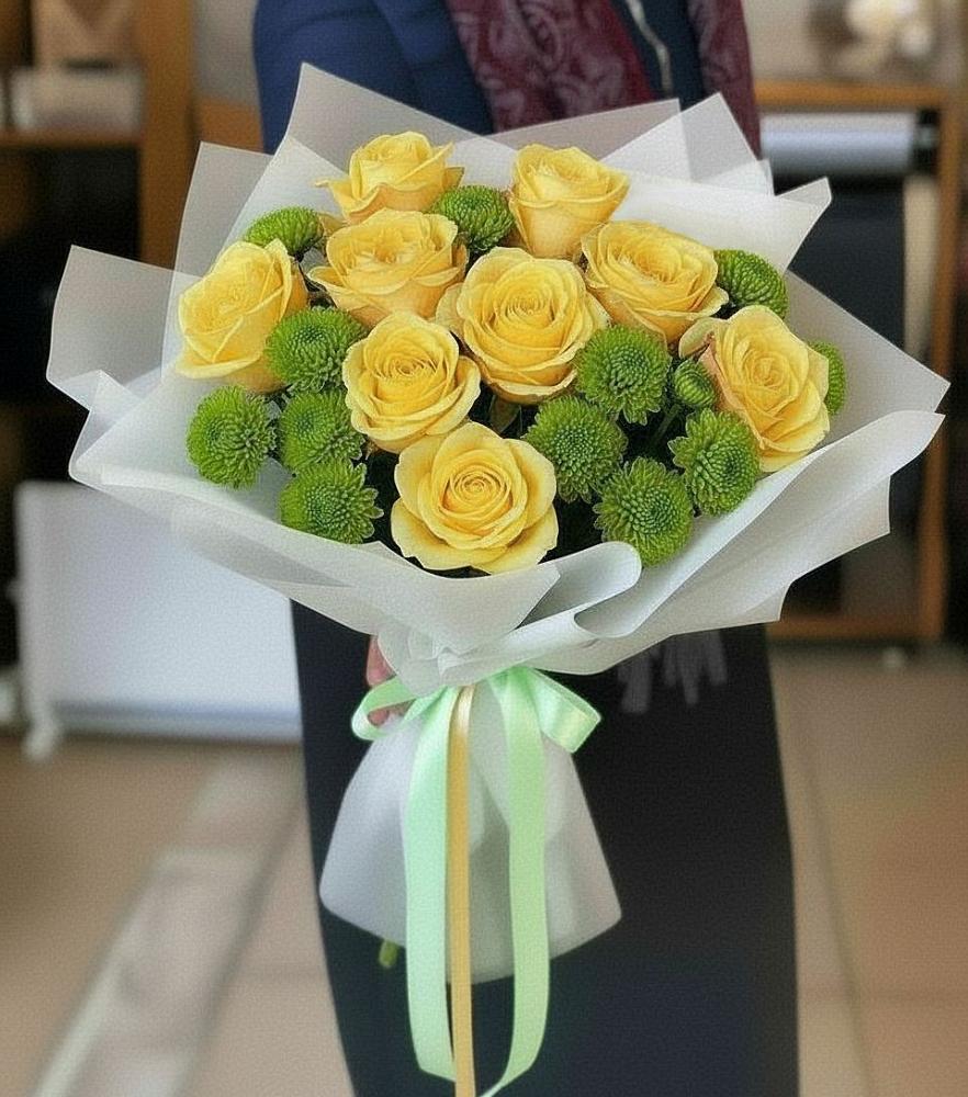 Букет цветов из: Хризантемы и Розы в Лениногорске