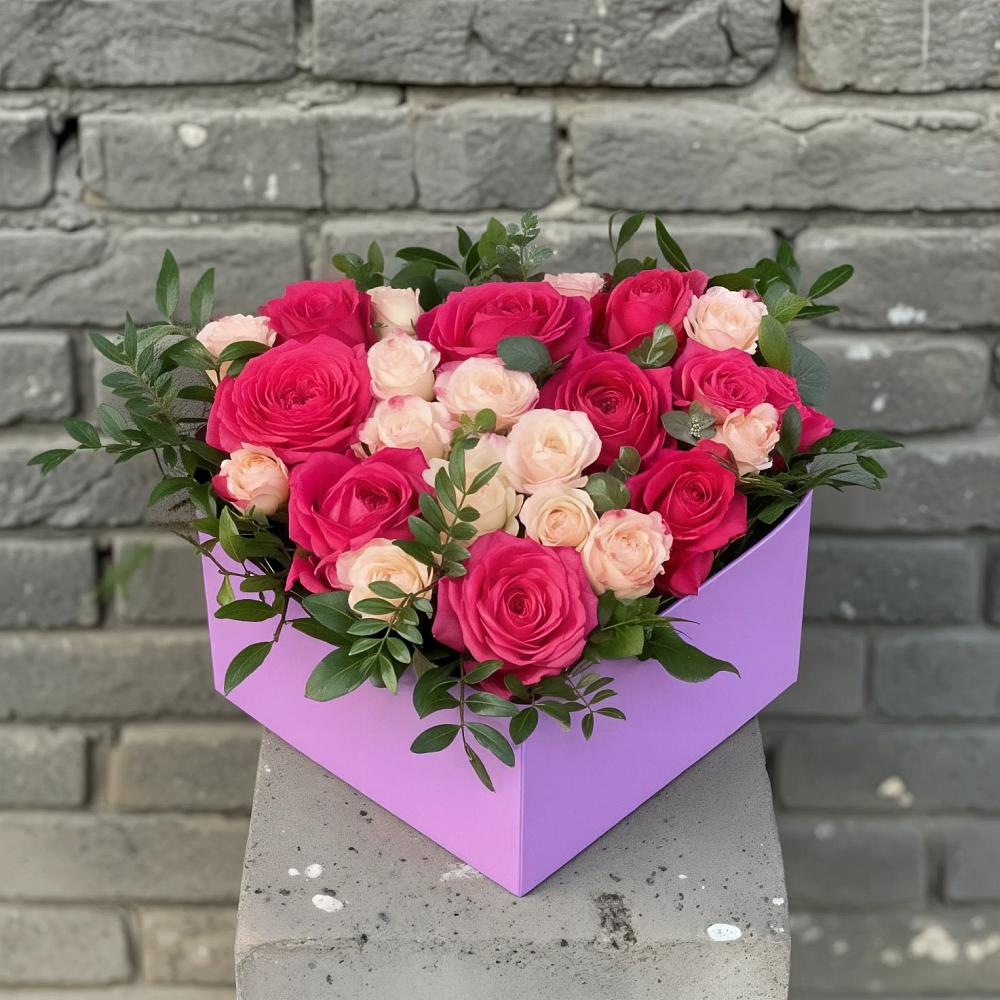 Цветочная композиция из Розы в коробке в Лениногорске