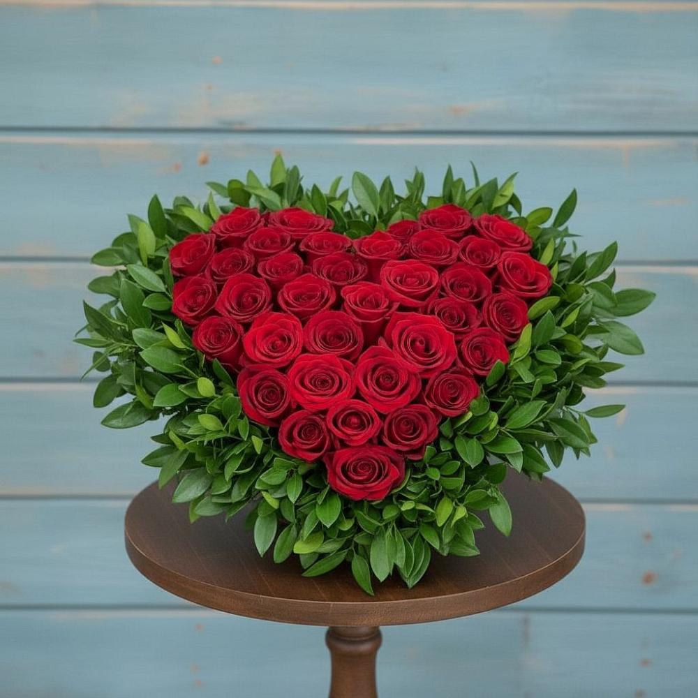 Цветочная композиция из Розы в виде сердца в Лениногорске