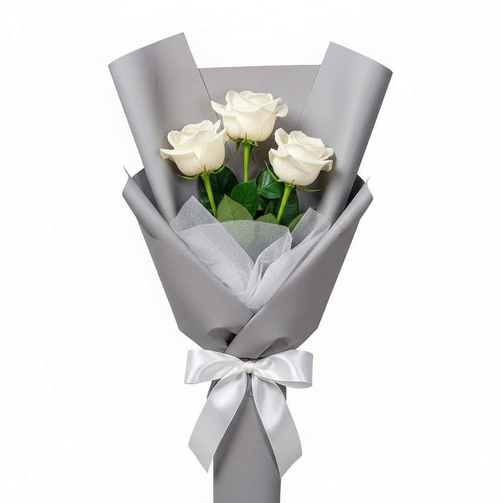 Букет 3 белые розы в Лениногорске