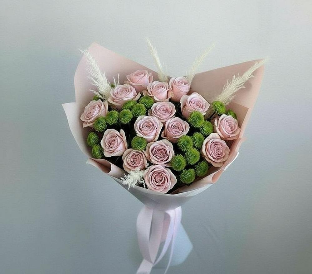 Букет цветов из: Розы и Хризантемы в Лениногорске