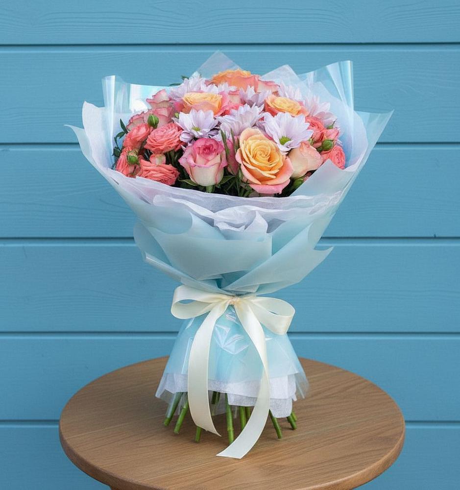 Букет цветов из: Хризантемы и Розы в Лениногорске